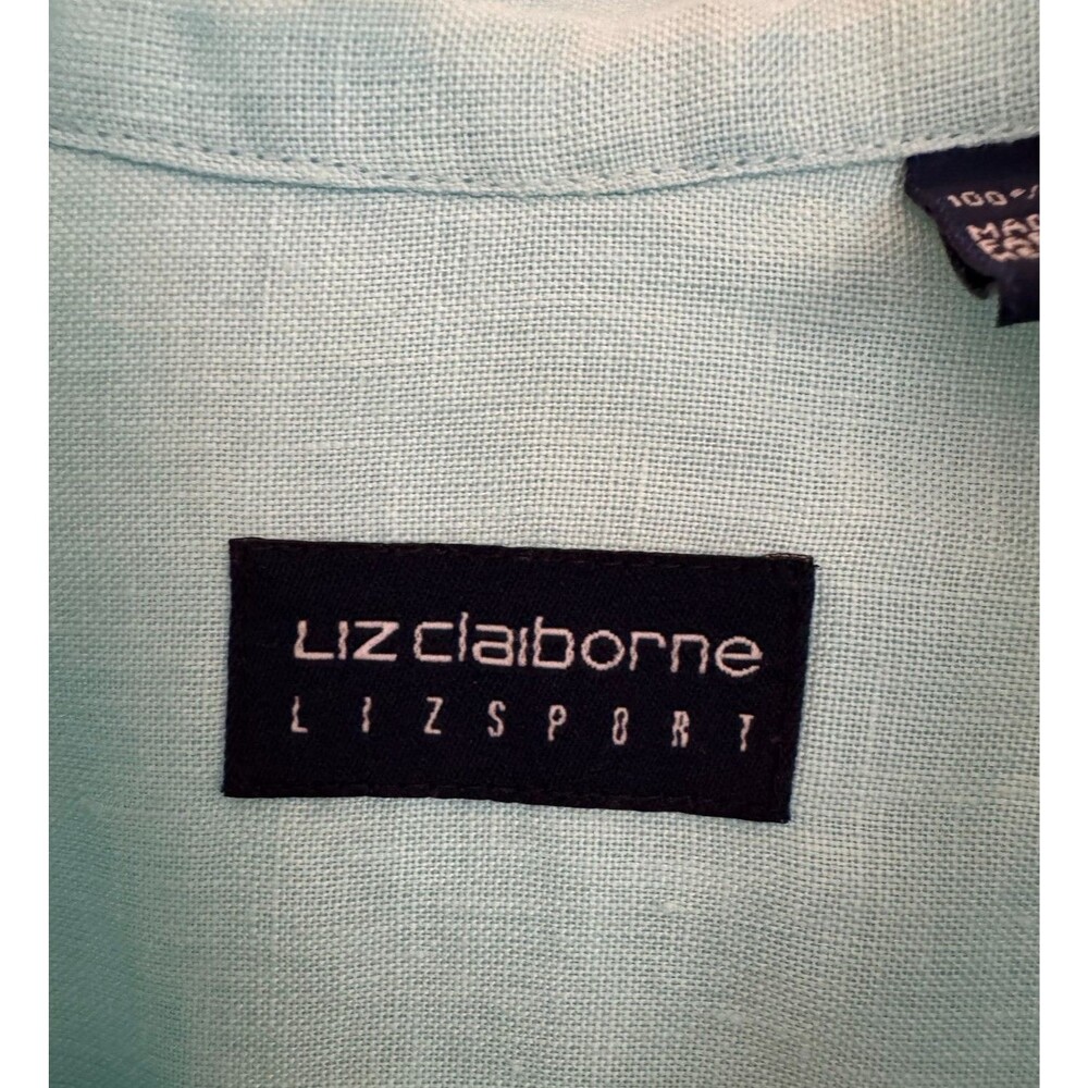Liz Claiborne Linen Button Down Shirt Women’s S Blue Coastal Beachy Lightweight - Picture 5 of 8